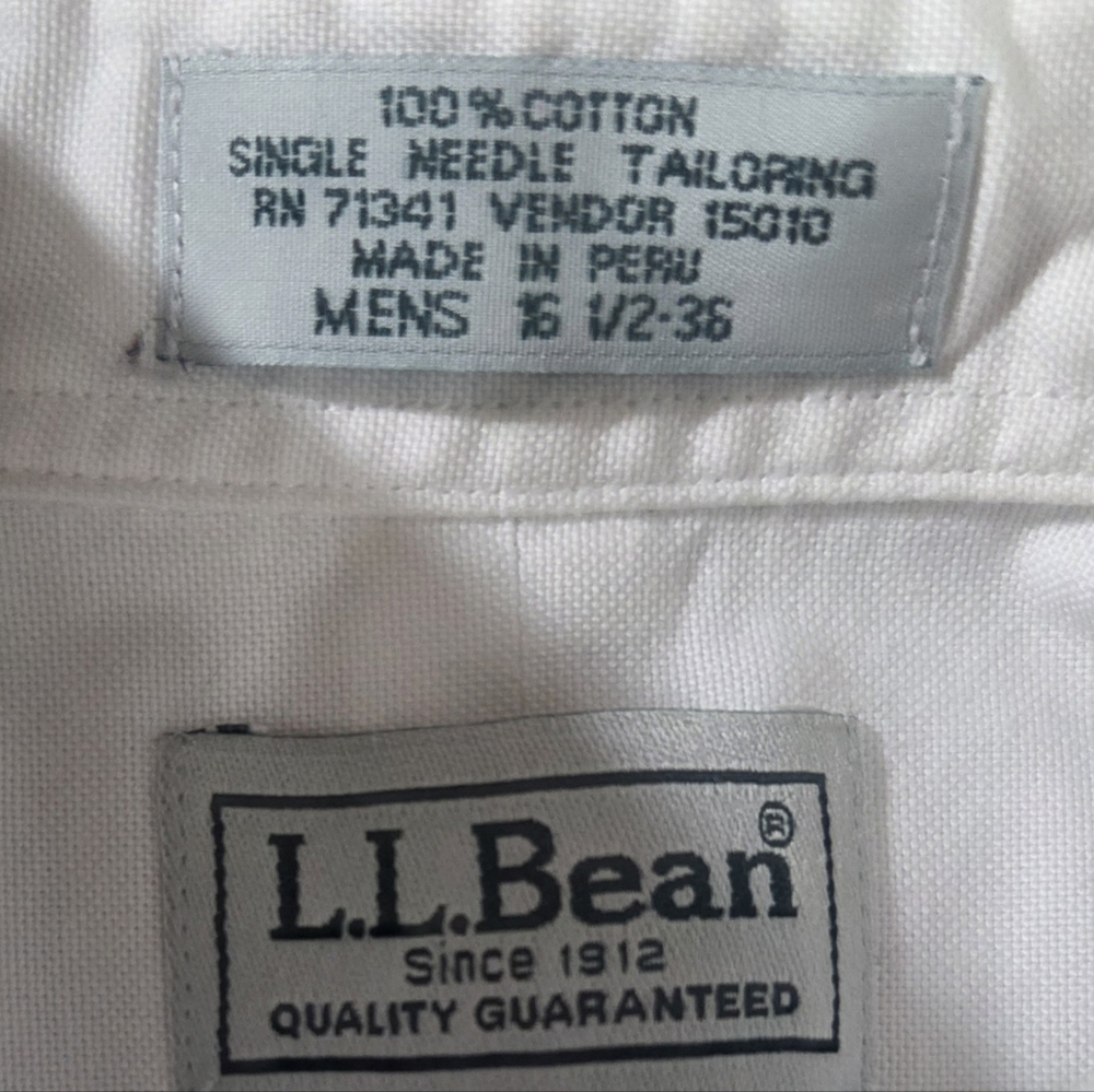 L.L. Bean Crisp White Dress Shirt Size 16½ - 36 - Picture 2 of 3